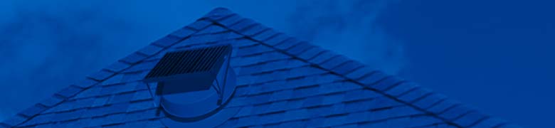 Natural Light Solar Attic Fan on Roof Blue Banner Mobile