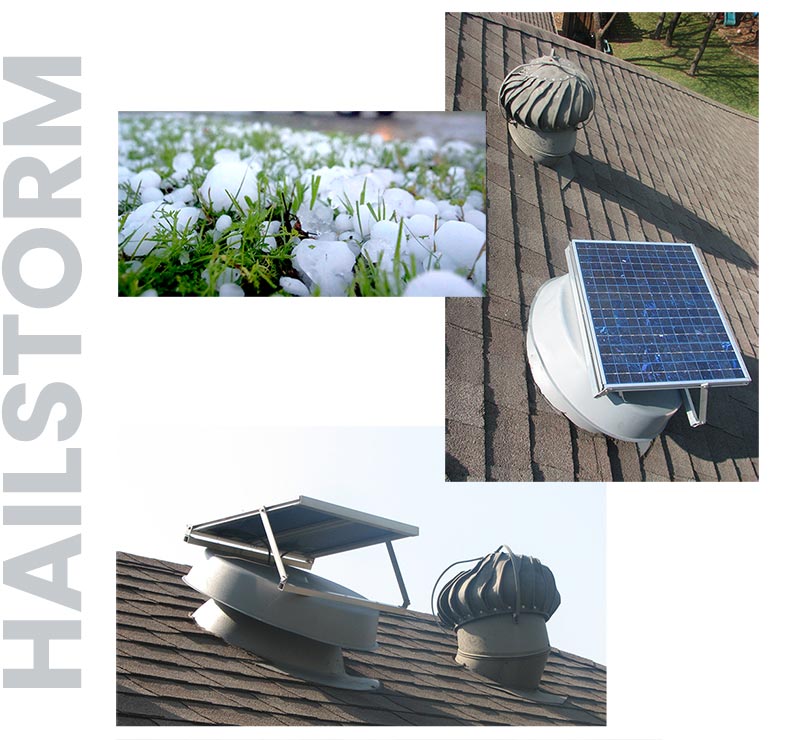 Natural Light solar attic fan withstands Texas hailstorm