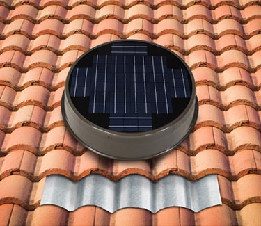 NLES tile profile fan installed on tile roof thumb