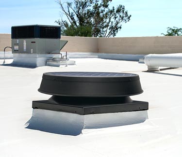 Natural Light black curb mount low profile fan on foam roof thumb