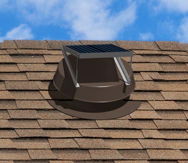 Natural Light bronze solar attic fan installed on roof thumb