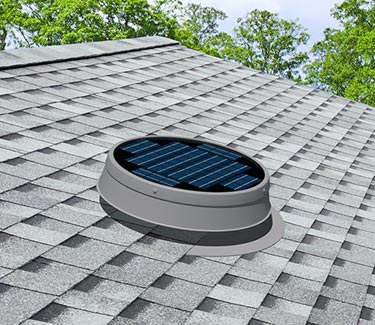 Natural Light gray low profile fan on asphalt roof thumb