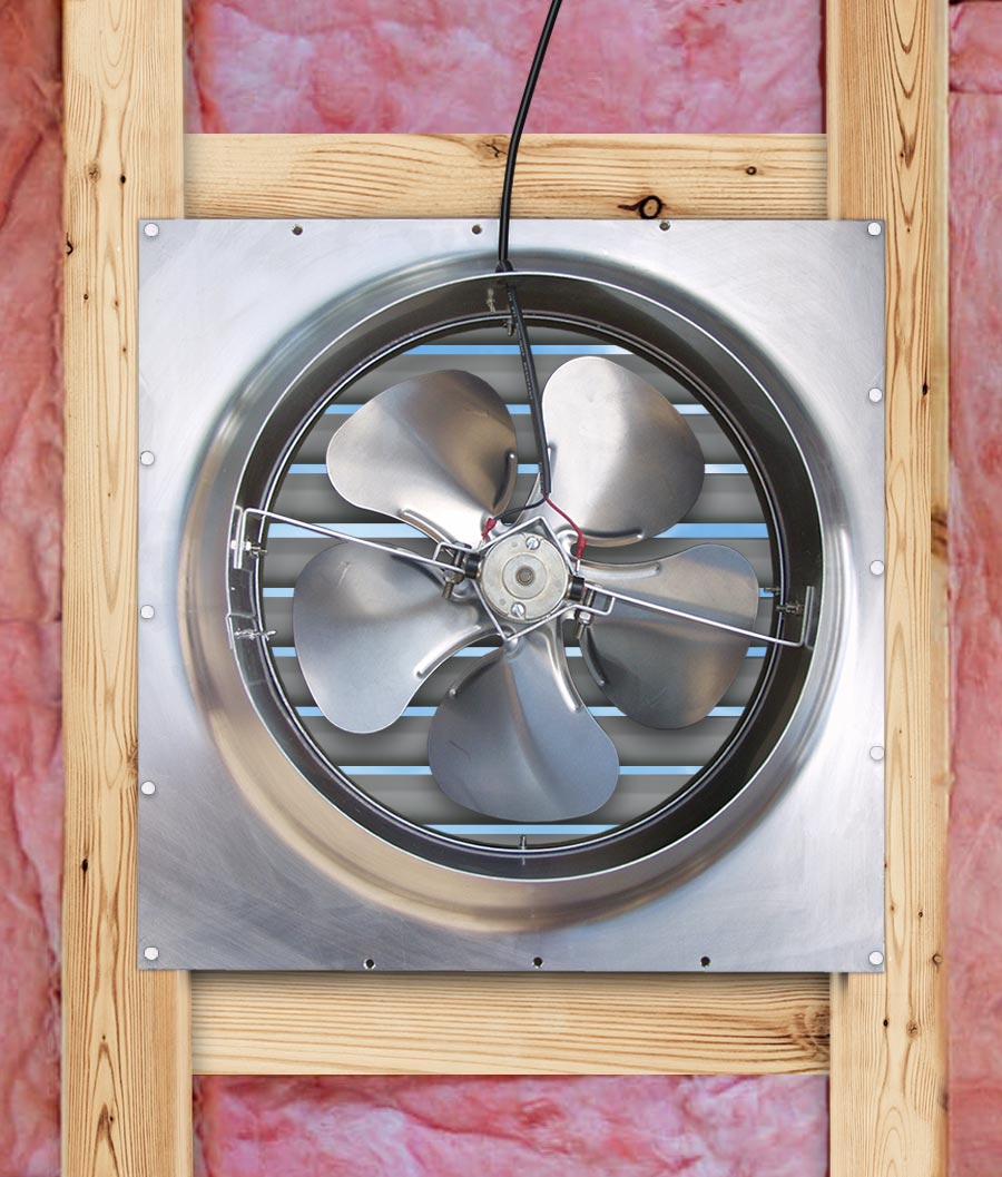 Natural Light gable mount fan installed closeup