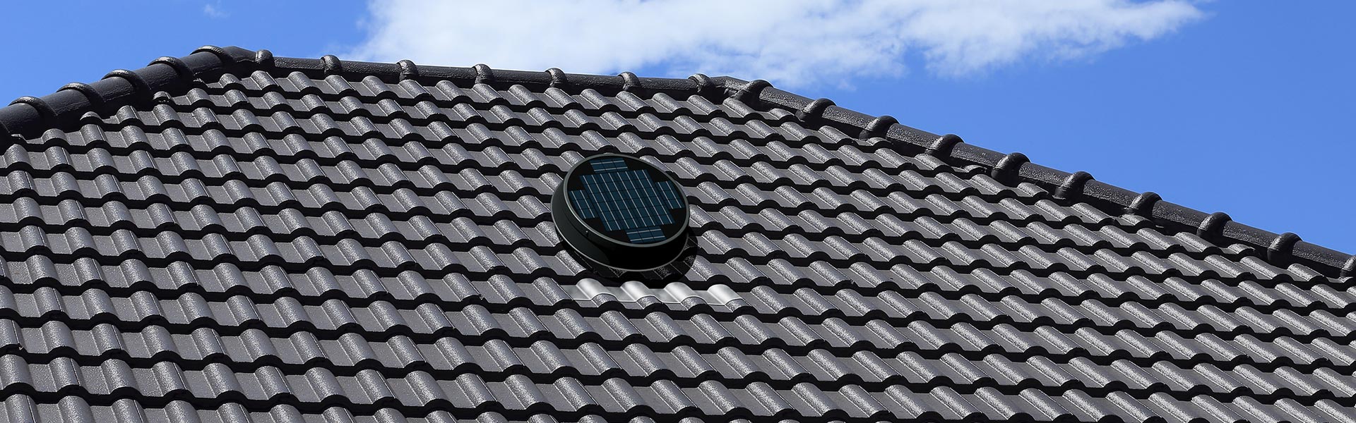 Natural Light roof mount tile profile solar attic fan on tile roof